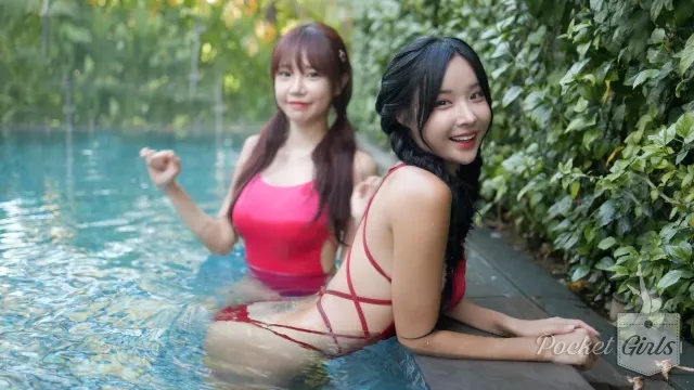 4K Splish Splash Pool Party Dance, Habin & Minchae, 하빈 & 민채, 포켓걸스